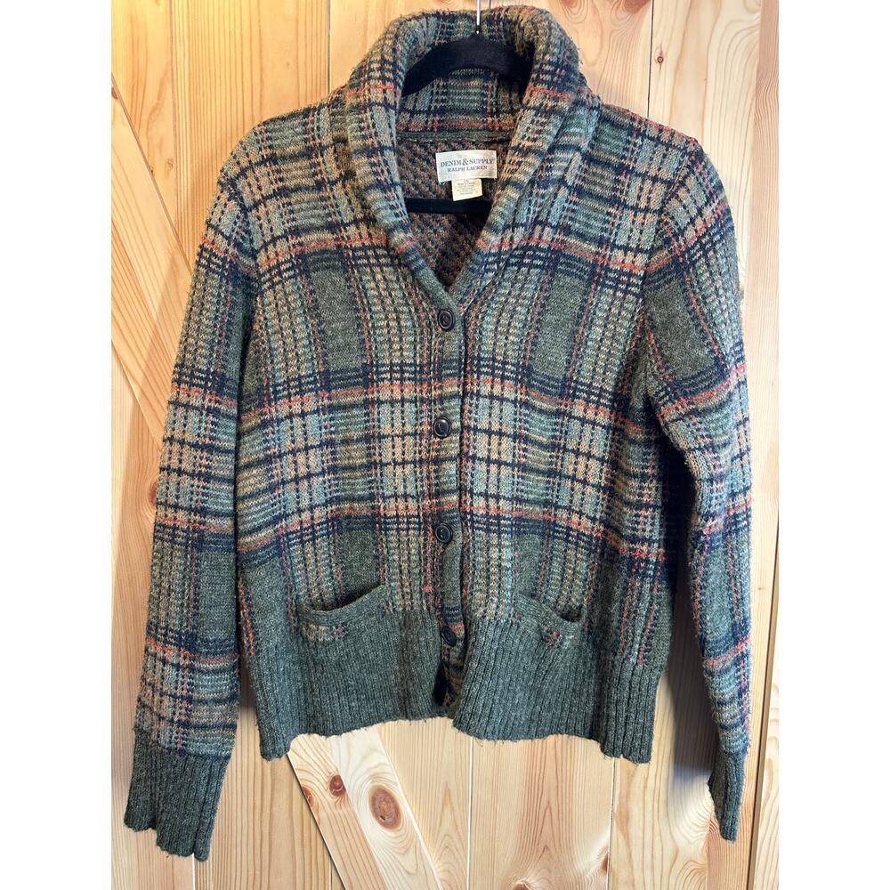 Denim & Supply RalphLauren Plaid Shawl Collar Cardigan - Size L/G